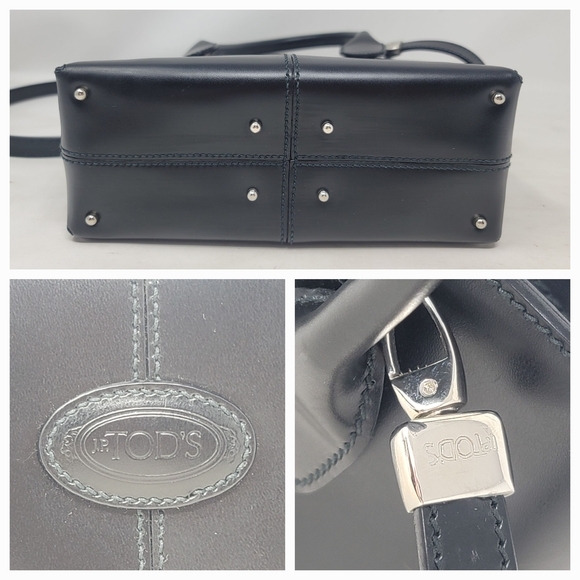 Tod\'s D Bag Black Leather Mini Tote Shoulder Hand Bag Authentic Vintage